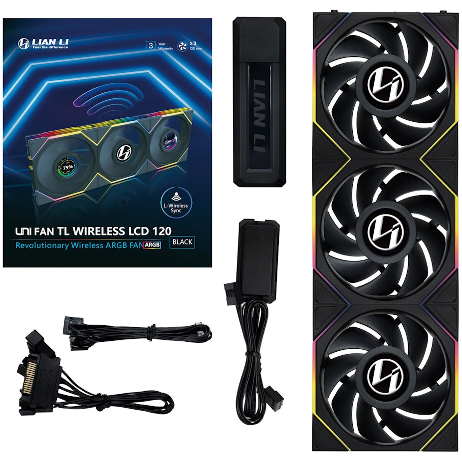 Lian Li UNI FAN TL Wireless LCD ARGB PWM 120mm Czarny(3szt)