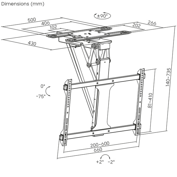 Zdjęcie produktu: Elektryczny uchwyt sufitowy TV Maclean MC-490 TUYA 32