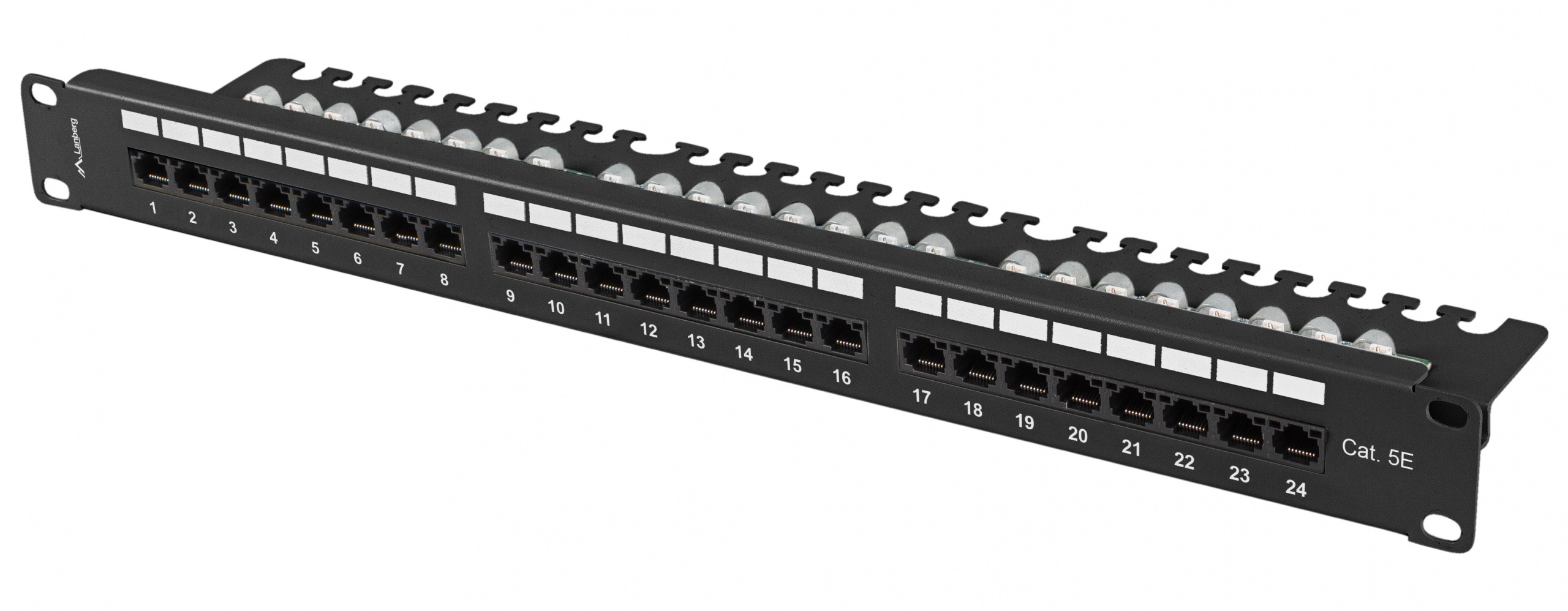 Patch Panel 24 Port 1U 19' Kat.5e UTP z organizerem kablowym Lanberg czarny