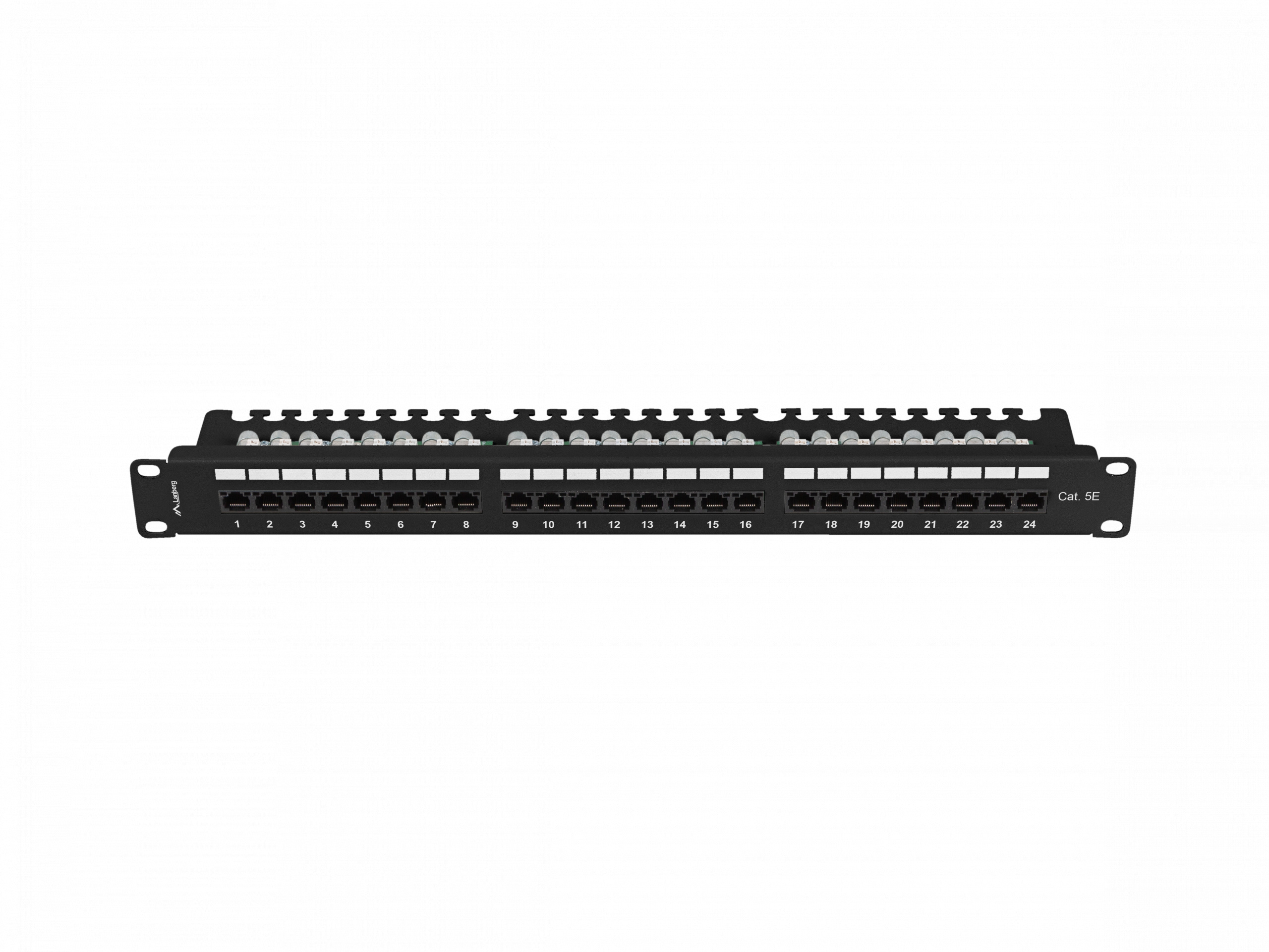 Patch Panel 24 Port 1U 19' Kat.5e UTP z organizerem kablowym Lanberg czarny