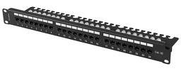 Patch Panel 24 Port 1U 19” Kat.5e UTP z organizerem kablowym Lanberg czarny