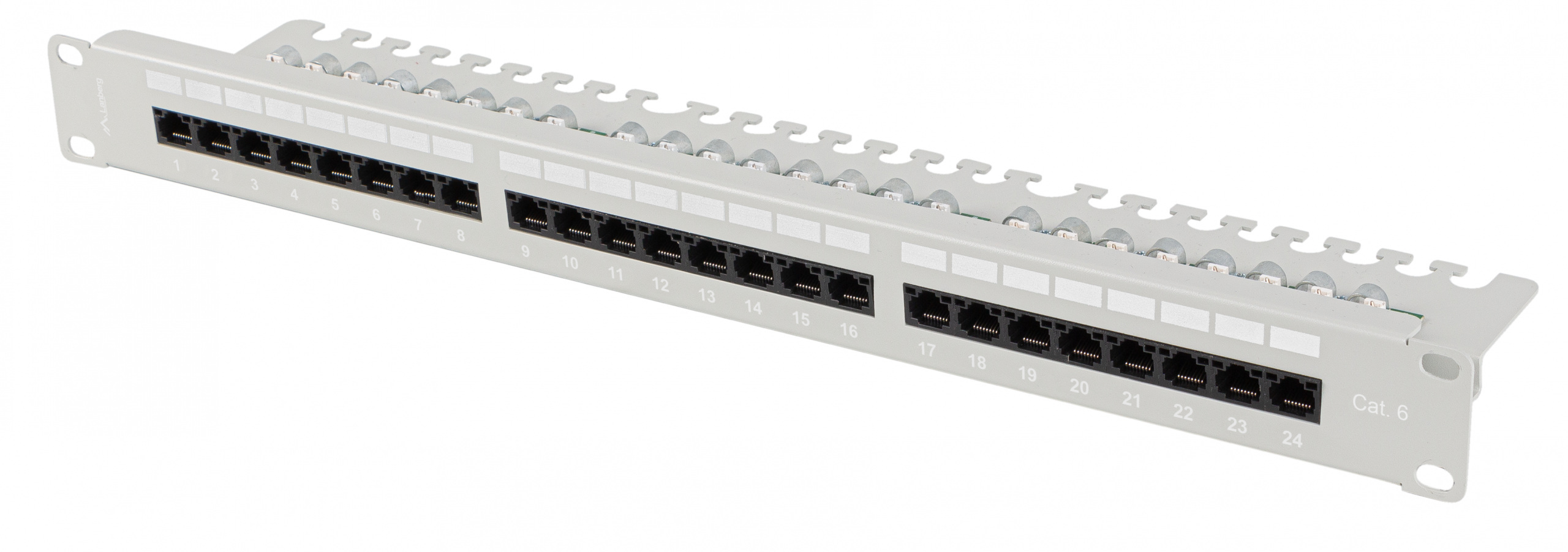 Patch Panel 24 Port 1U 19' Kat.6 UTP z organizerem kablowym Lanberg szary