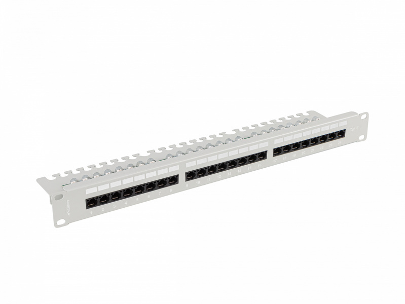 Zdjęcie produktu: Patch Panel 24 Port 1U 19' Kat.6 UTP z organizerem kablowym Lanberg szary