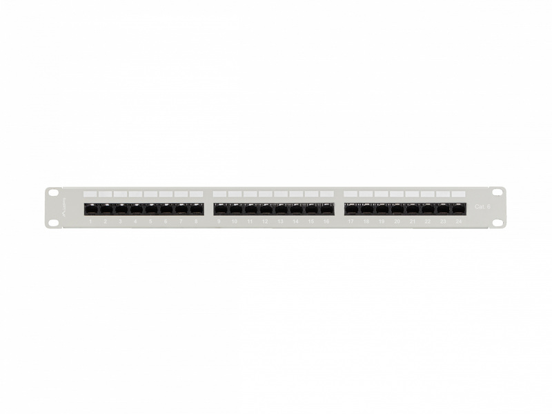 Zdjęcie produktu: Patch Panel 24 Port 1U 19' Kat.6 UTP z organizerem kablowym Lanberg szary