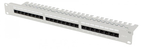 Patch Panel 24 Port 1U 19” Kat.6 UTP z organizerem kablowym Lanberg szary