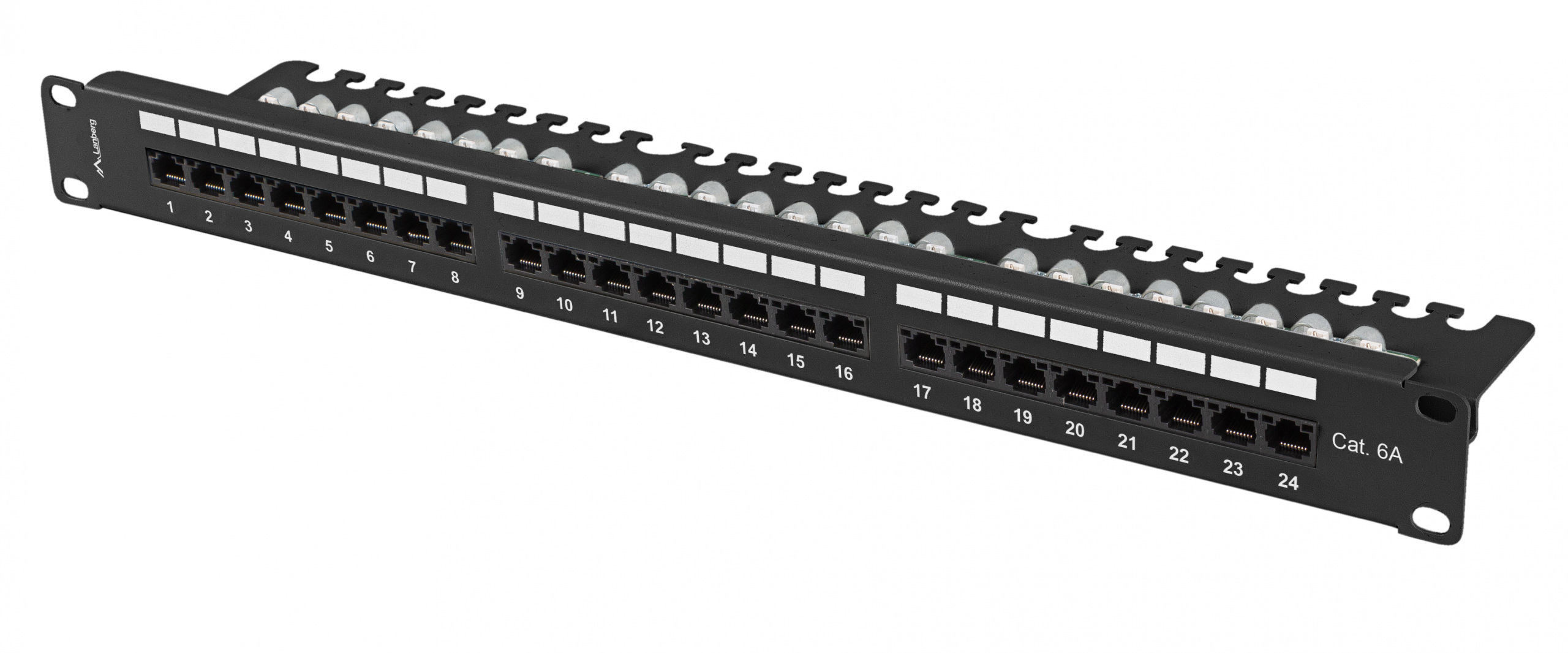Patch Panel 24 Port 1U 19' Kat.6A UTP z organizerem kablowym Lanberg czarny