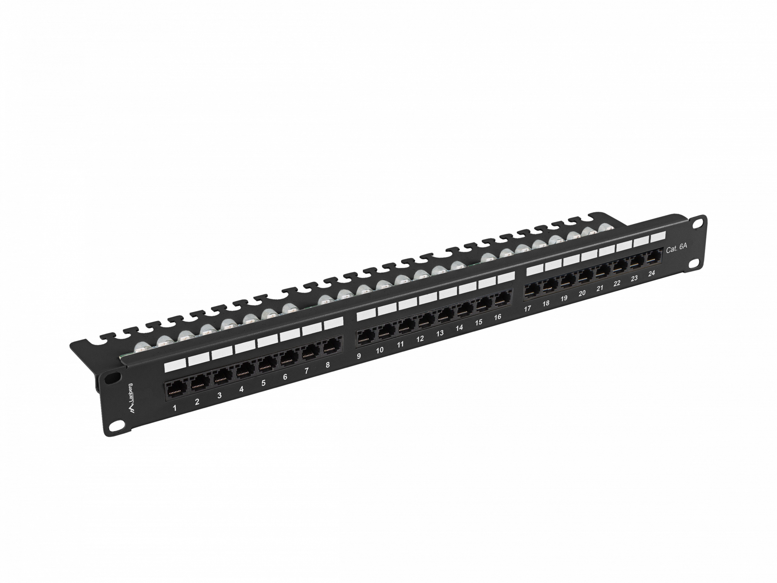 Patch Panel 24 Port 1U 19' Kat.6A UTP z organizerem kablowym Lanberg czarny