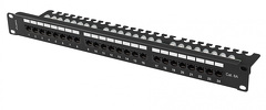 Patch Panel 24 Port 1U 19” Kat.6A UTP z organizerem kablowym Lanberg czarny