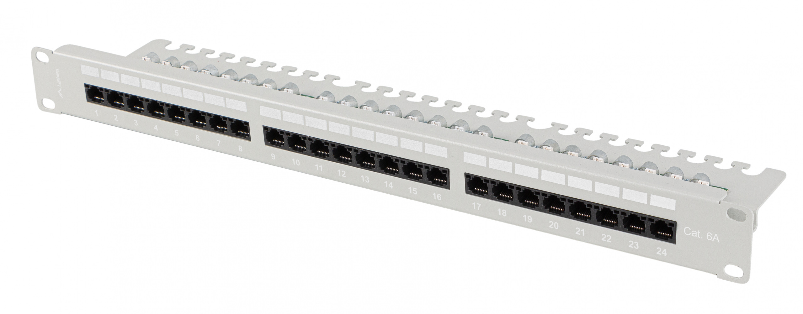 Patch Panel 24 Port 1U 19' Kat.6A UTP z organizerem kablowym Lanberg szary