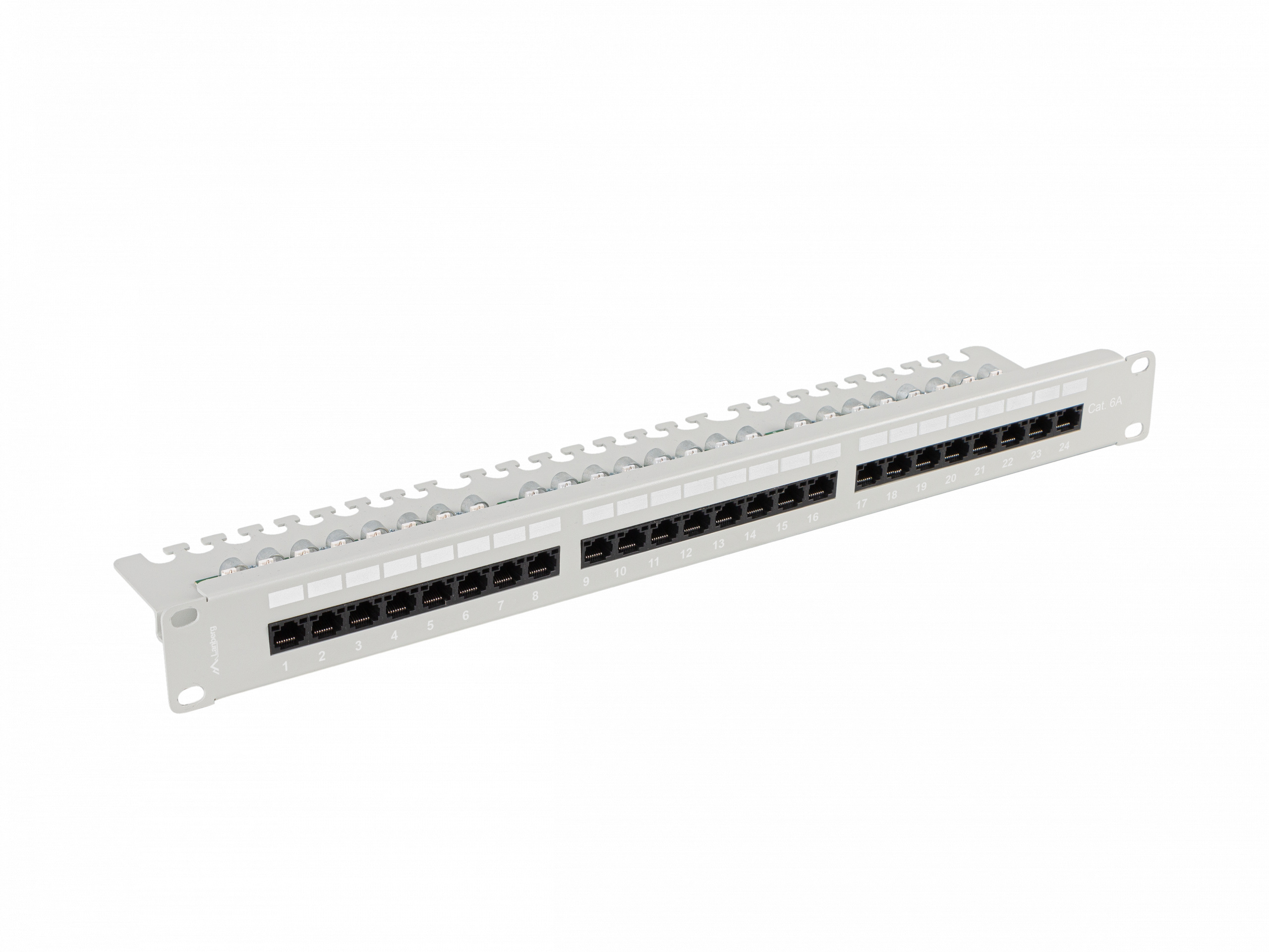 Patch Panel 24 Port 1U 19' Kat.6A UTP z organizerem kablowym Lanberg szary