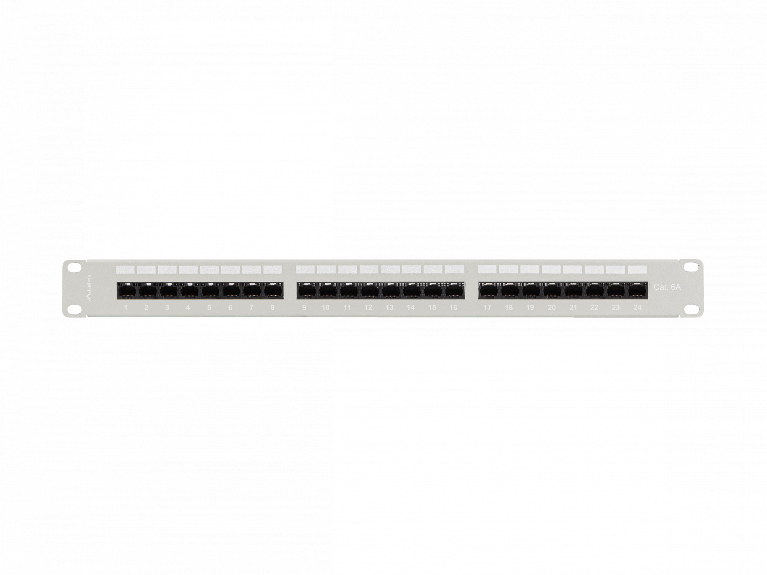 Patch Panel 24 Port 1U 19' Kat.6A UTP z organizerem kablowym Lanberg szary