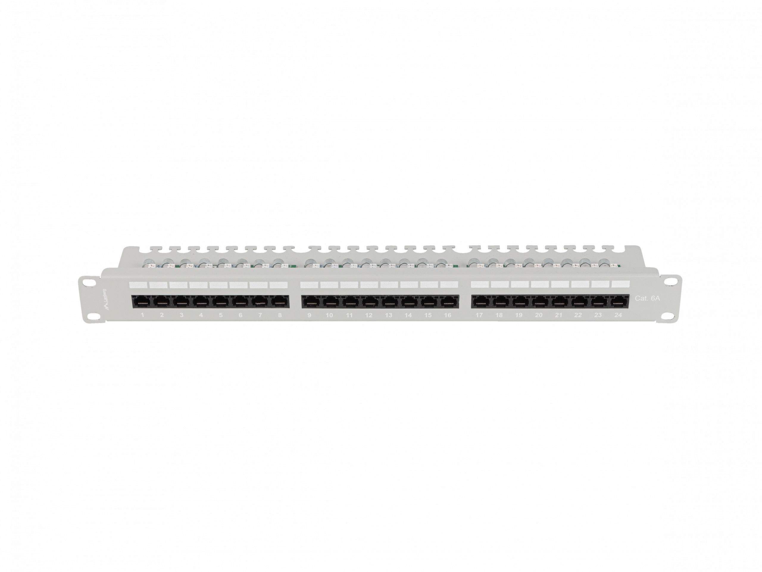 Patch Panel 24 Port 1U 19' Kat.6A UTP z organizerem kablowym Lanberg szary