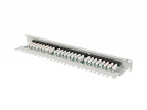 Miniatura zdjęcia: Patch Panel 24 Port 1U 19' Kat.6A UTP z organizerem kablowym Lanberg szary