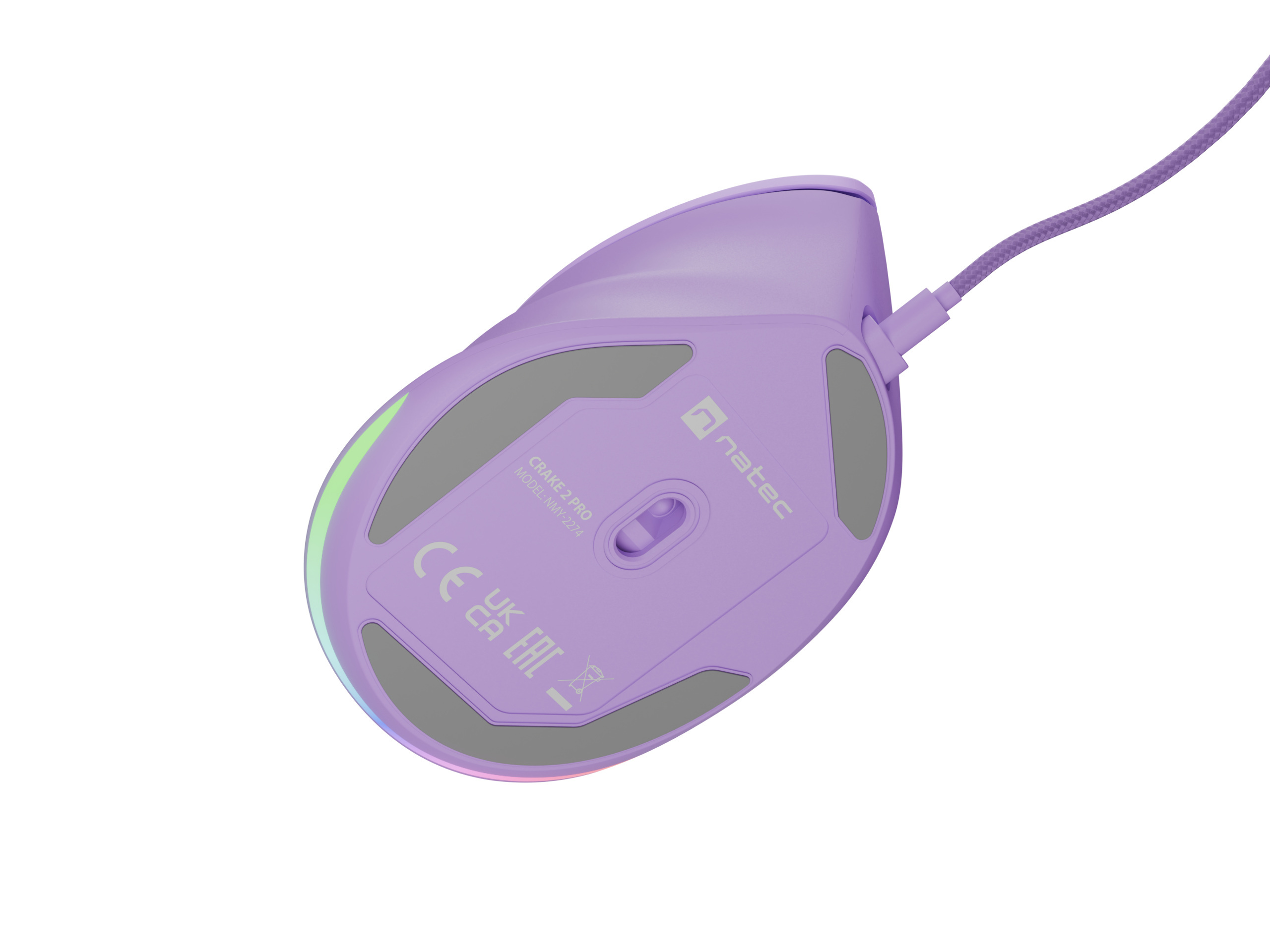 Mysz wertykalna Natec Crake 2 PRO 12800DPI lawendowa