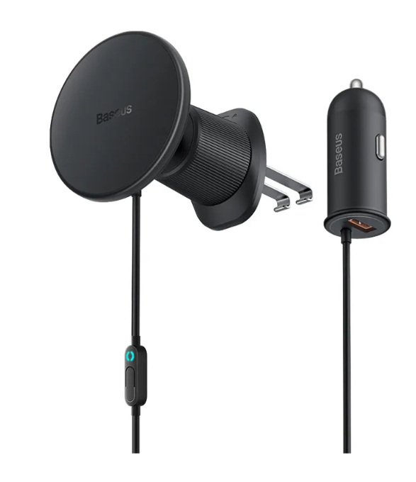 Ładowarka indukcyjna do samochodu MagSafe 15W USB 25W Baseus CW01 - czarna Ładowarka indukcyjna do samochodu MagSafe 15W USB 25W Baseus CW01 - czarna