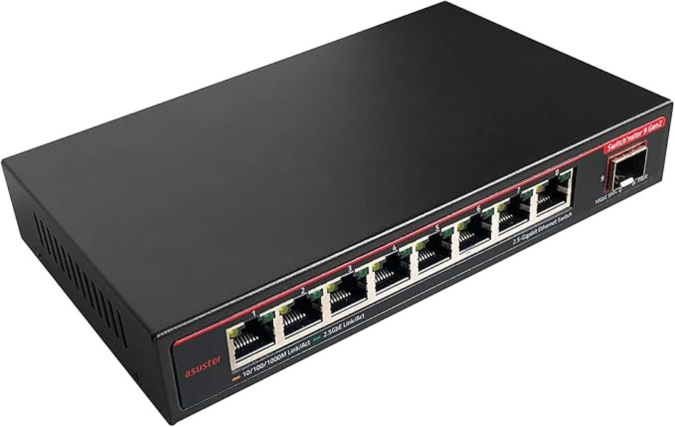 Zdjęcie produktu: Asustor Switch'nstor Gen2 ASW209X 9-port 8 x 2.5GBase-T, 1x 10G SFP+ Unmanaged Switch