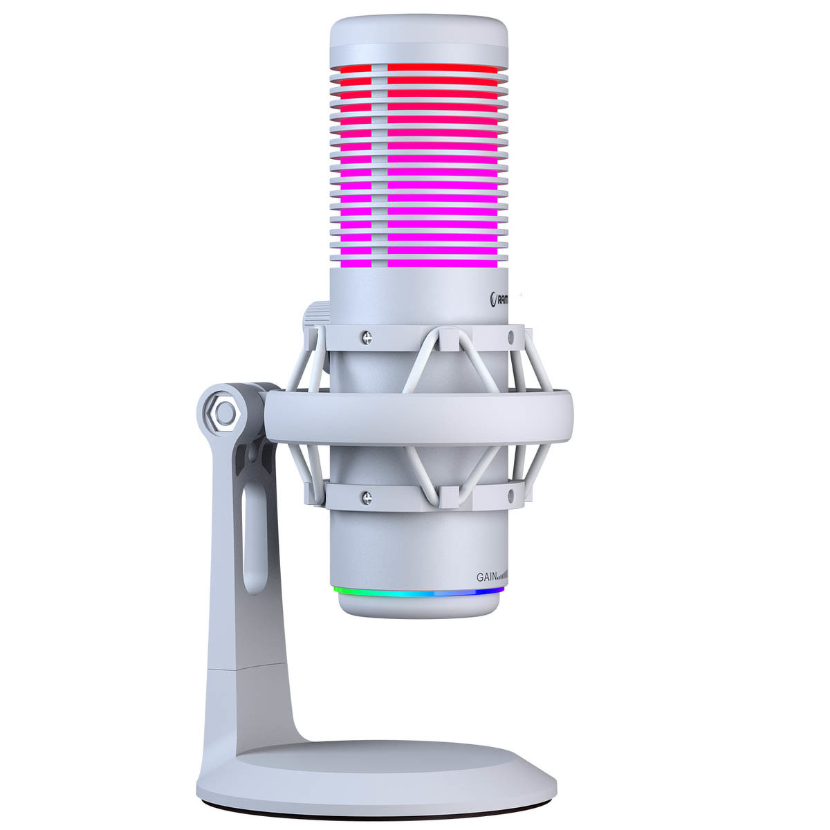 Mikrofon gamingowy do komputera dla gracza/do podcastów Rampage Bemol RGB USB-C biały