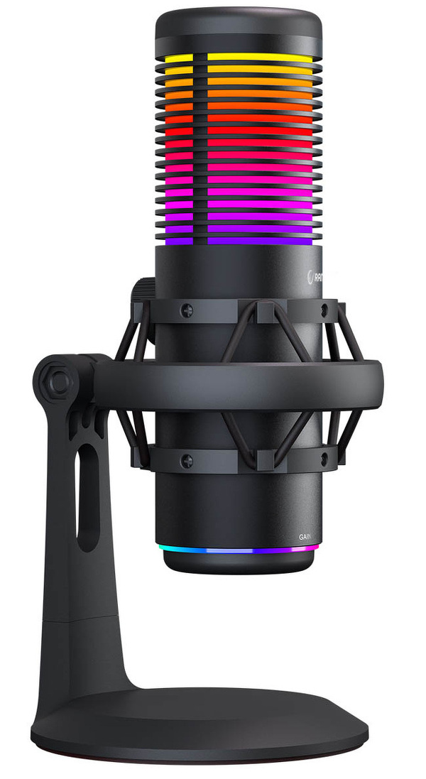 Zdjęcie produktu: Mikrofon gamingowy do komputera dla gracza/do podcastów Rampage Bemol RGB USB-C czarny