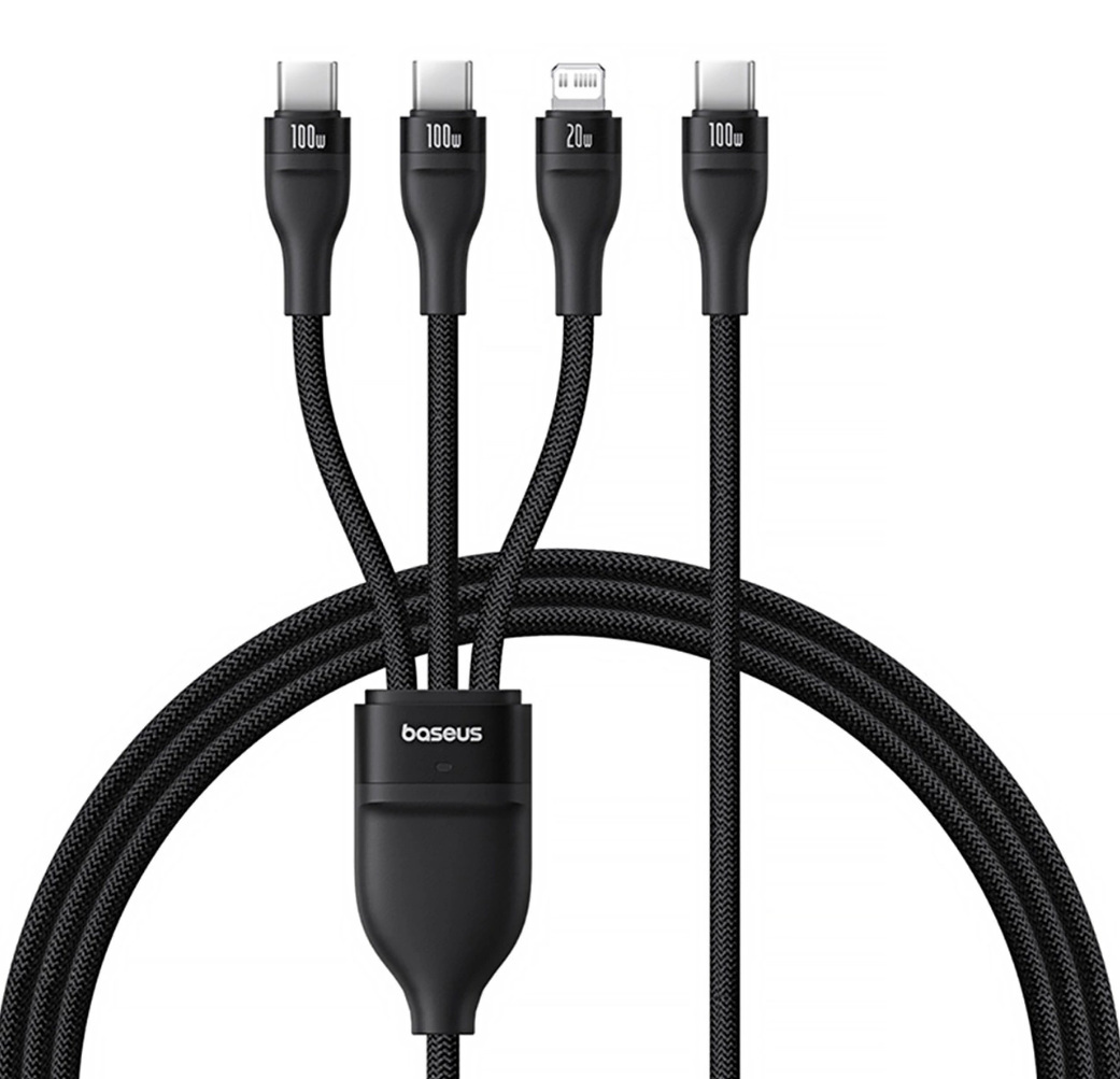 Kabel USB 3w1 - 2xUSB-C, Lightning 150cm Baseus Flash 100W