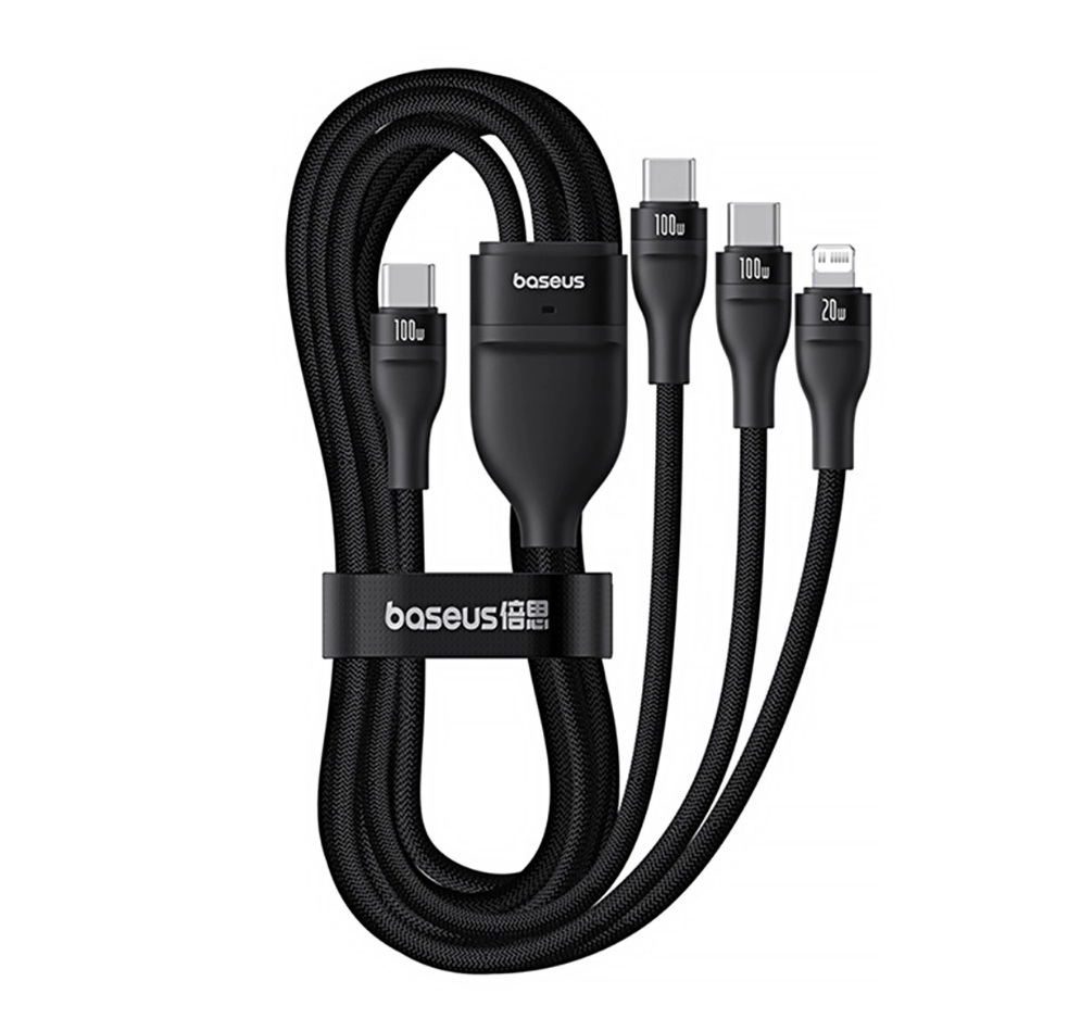 Kabel USB 3w1 - 2xUSB-C, Lightning 150cm Baseus Flash 100W