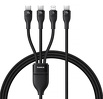 Kabel przewód pleciony USB 3w1 - 2xUSB TYP-C, Lightning 150cm Baseus Flash Series 3 100W - czarny