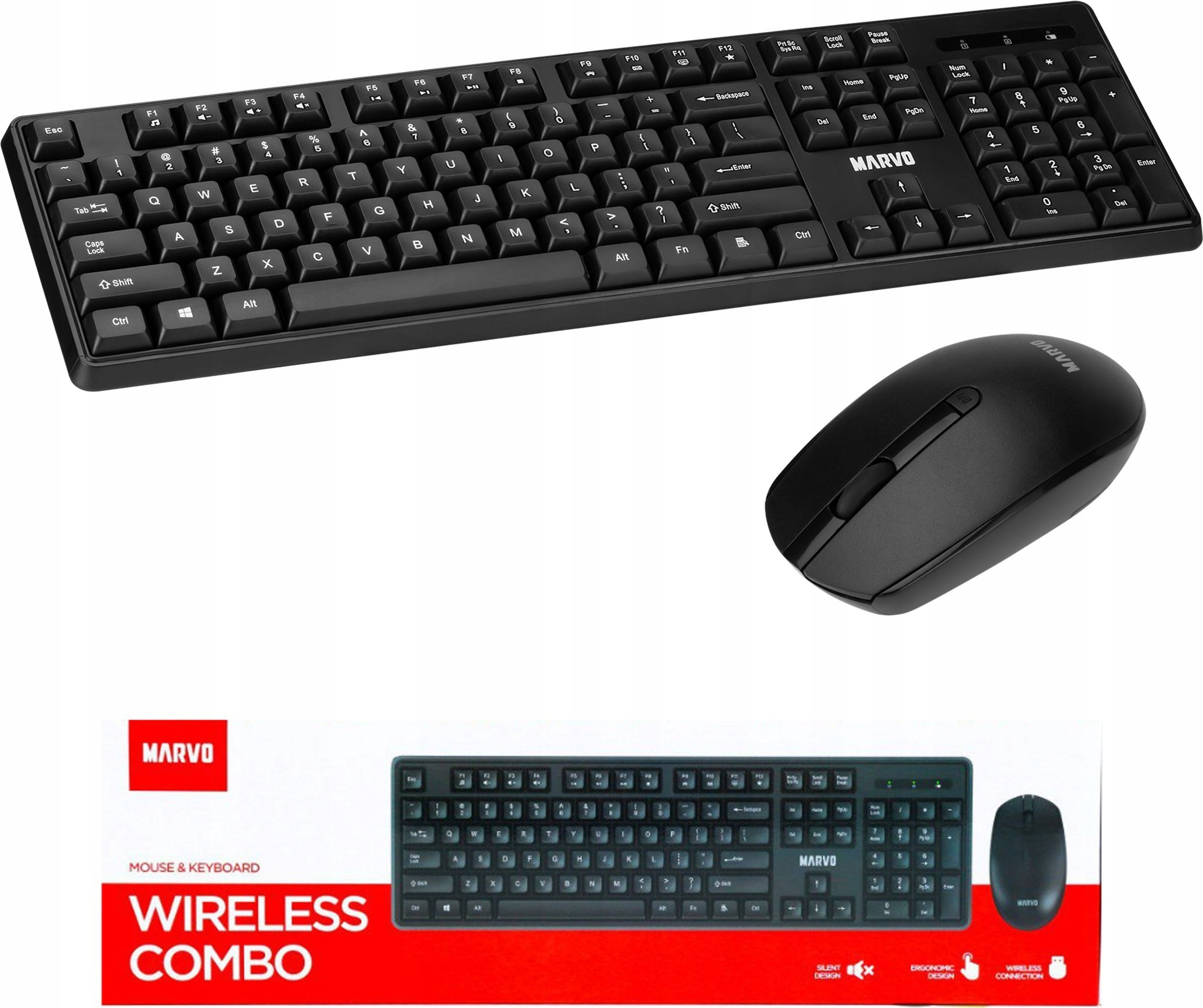 Zestaw bezprzewodowy MARVO Office  klawiatura i mysz WS005 BK