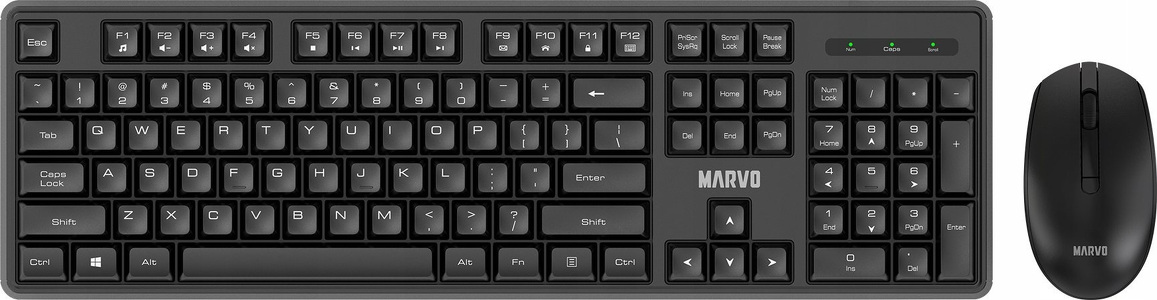 Miniatura produktu: Zestaw bezprzewodowy MARVO Office  klawiatura i mysz WS005 BK