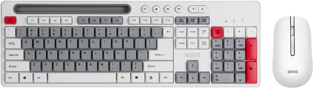 Miniatura produktu: Zestaw bezprzewodowy MARVO Office biały  klawiatura i mysz WS009