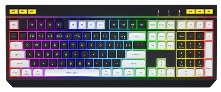 Miniatura produktu: Klawiatura HATOR Icefall HTK400US czarna, klawisze czarno-białe