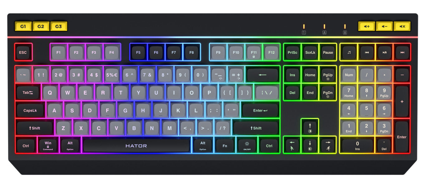 Zdjęcie produktu: Klawiatura HATOR Icefall HTK401US czarna, klawisze czarno-szare