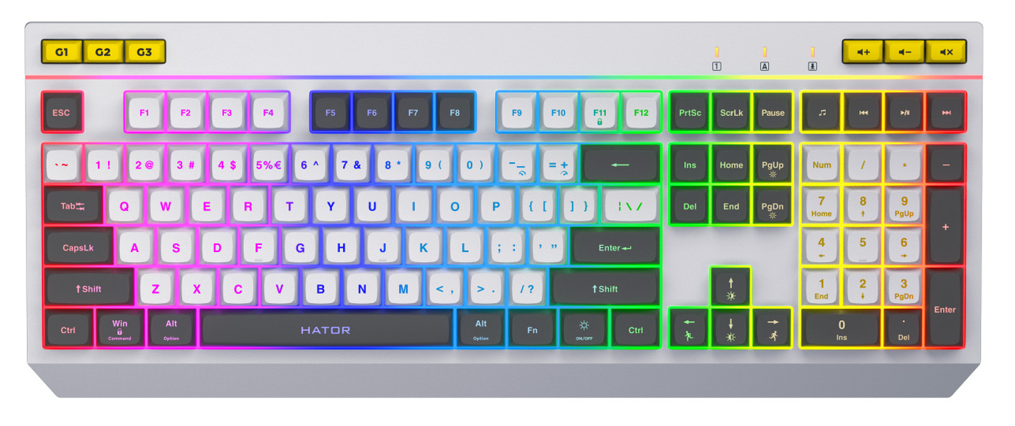 Zdjęcie produktu: Klawiatura HATOR Icefall HTK405US biała, klawisze biało-czarne