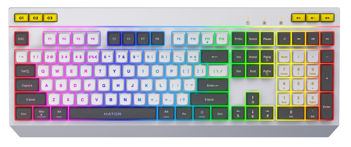 Miniatura produktu: Klawiatura HATOR Icefall HTK405US biała, klawisze biało-czarne