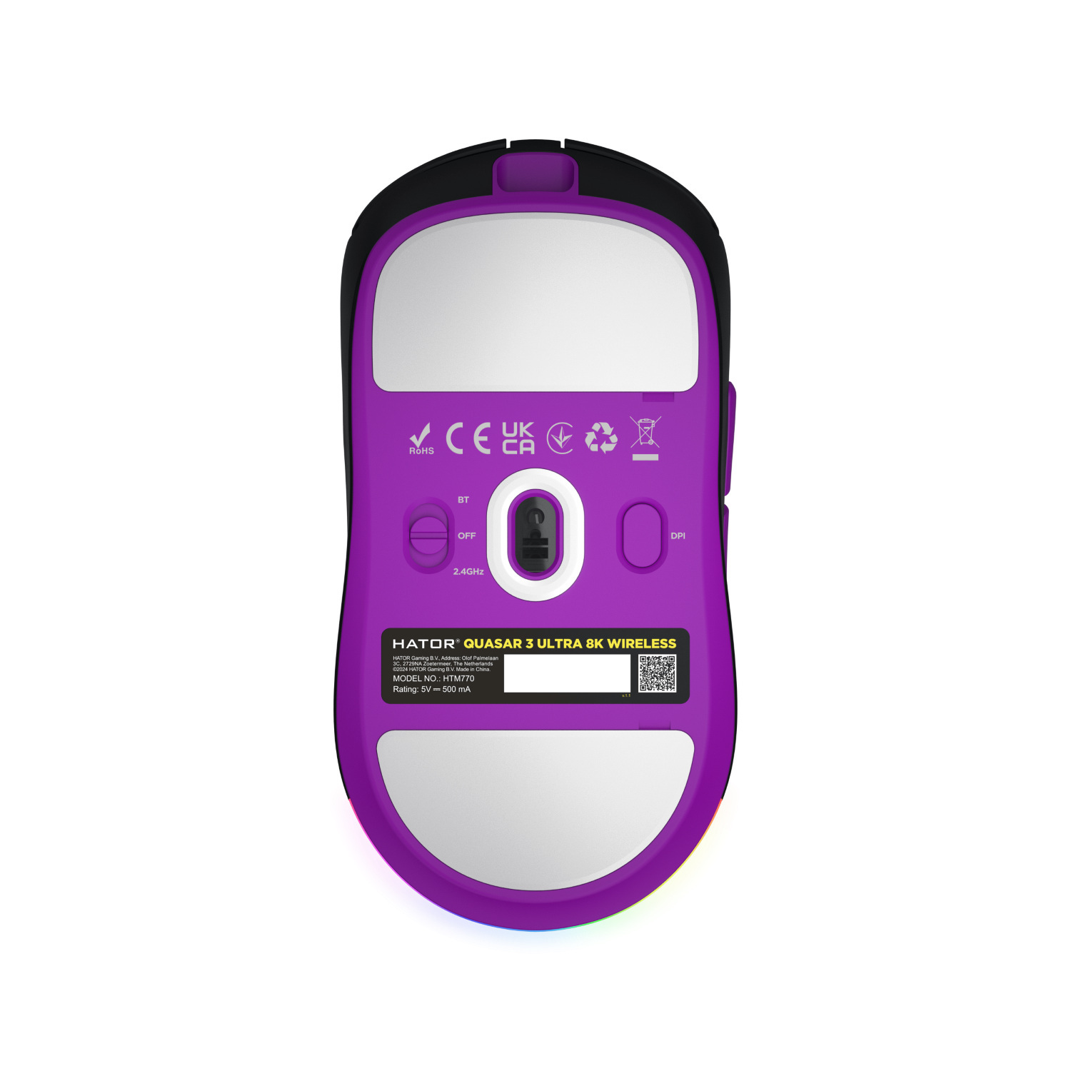 Mysz HATOR Quasar 3 ULTRA 8K, bezprzewodowa HTM770, czarna
