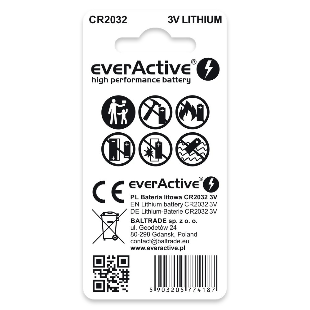 Bateria litowa everActive CR2032 3V Blister 2 szt