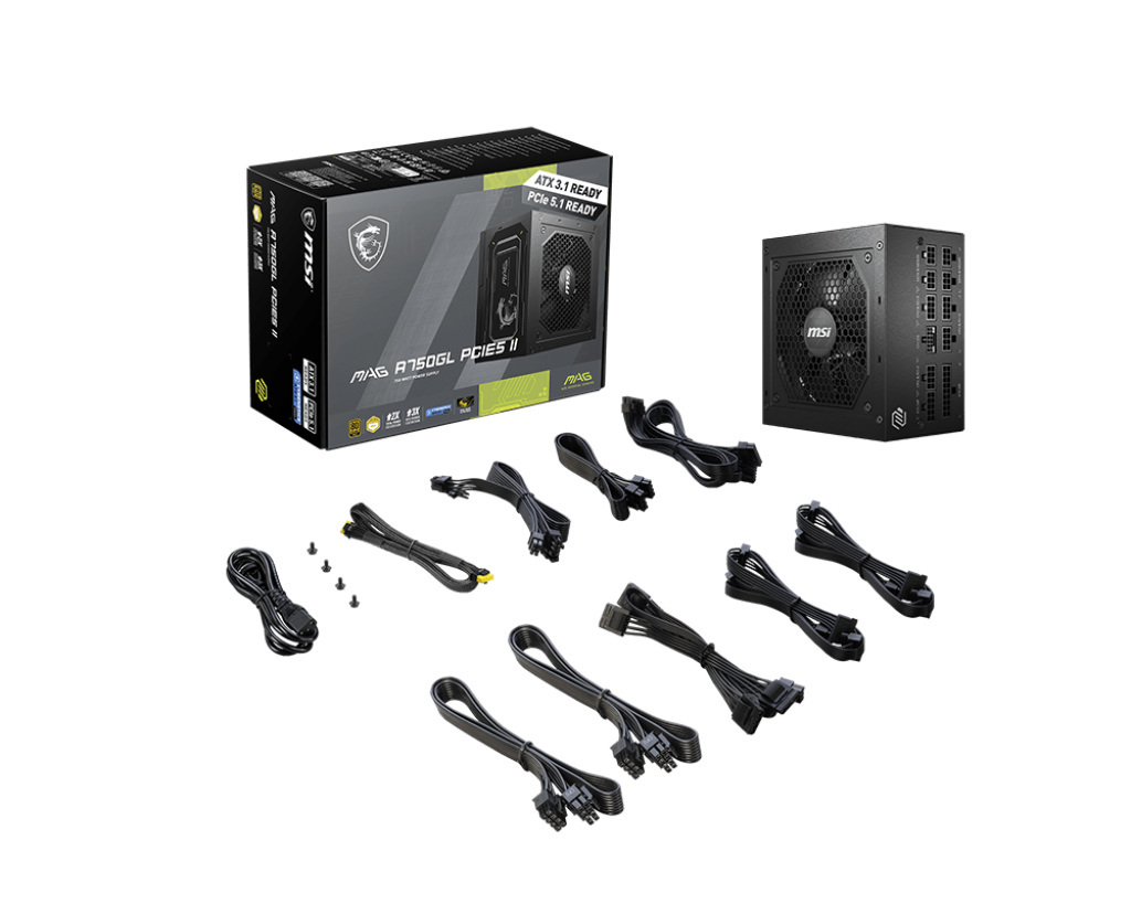 Zasilacz Modularny MSI MAG A750GL PCIE5 750W 80+Gold ATX 3.0