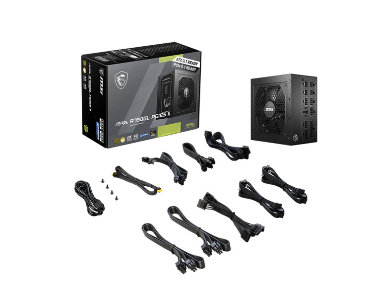 Zdjęcie produktu: Zasilacz Modularny MSI MAG A750GL PCIE5 750W 80+Gold ATX 3.0