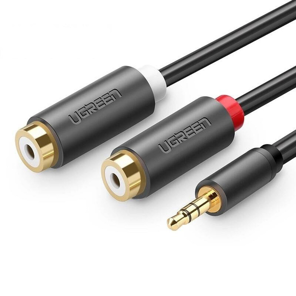 Zdjęcie produktu: Adapter audio jack 3.5mm męski do 2xRCA żeński kabel 0.25m szary Ugreen (AV109)