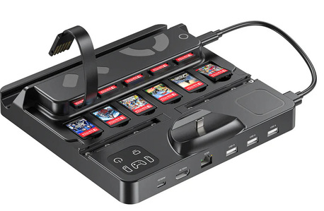 Miniatura produktu: Stacja ładująca Switch z przełącznikiem i czytnikiem kart do gier Unitek