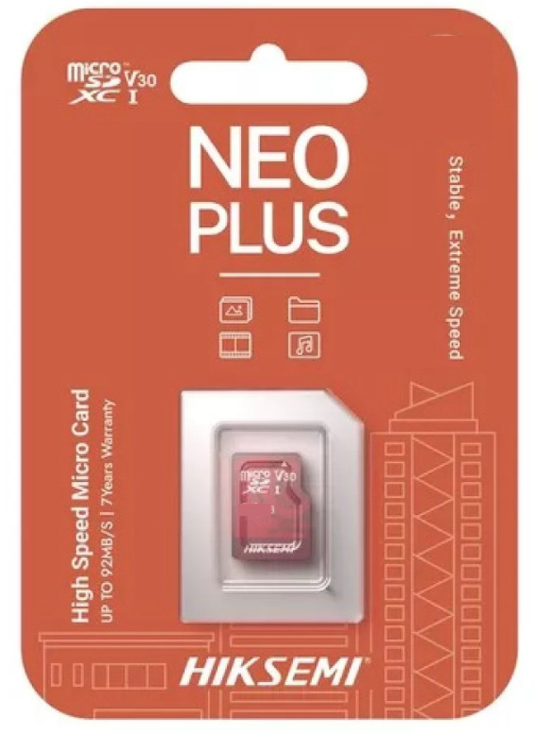 Zdjęcie produktu: Karta pamięci microSDXC HIKSEMI NEO PLUS HS-TF-E1(STD) 256GB 95/55 MB/s Class 10 TLC V30