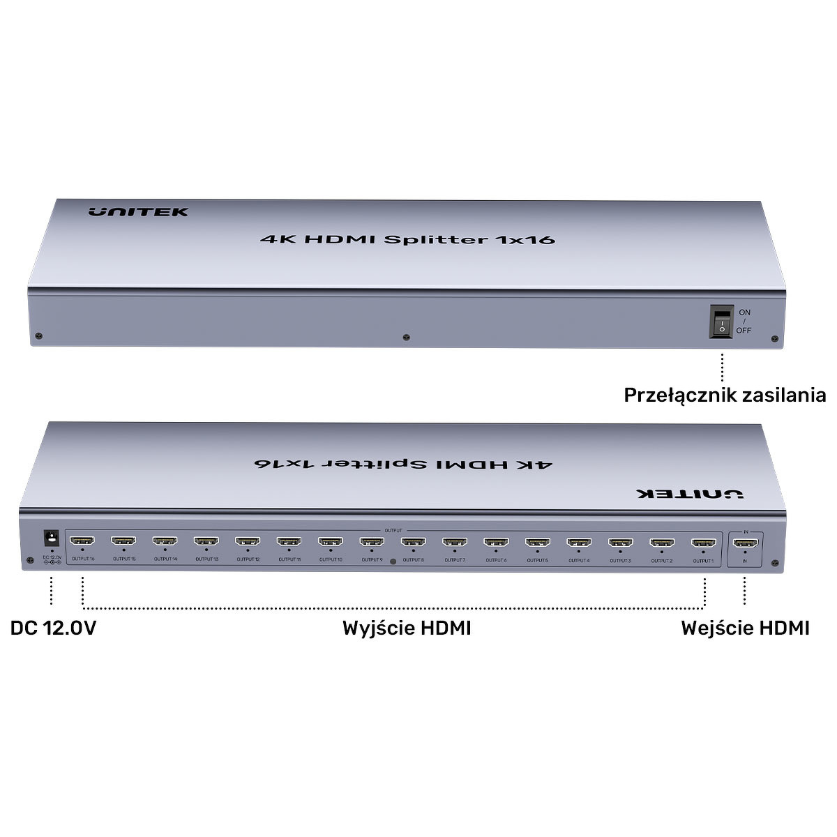 Rozdzielacz HDMI 4K 1 wejście 16 wyjść 4K@30Hz Unitek