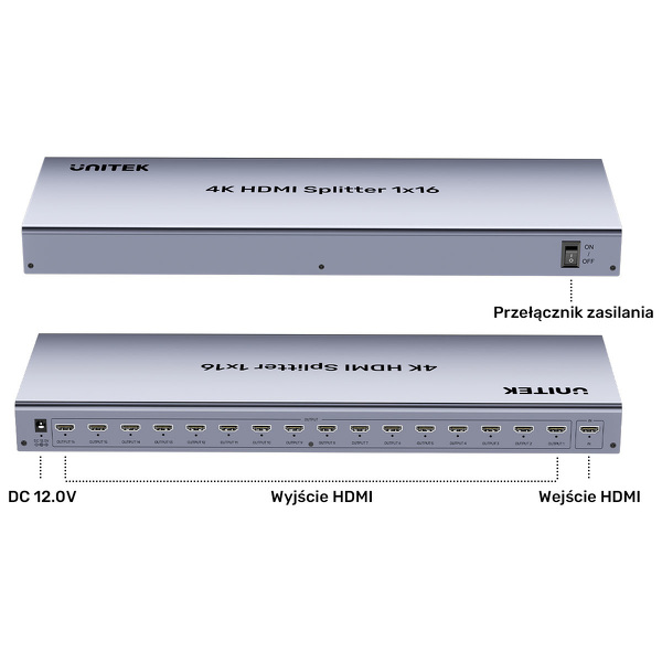 Zdjęcie produktu: Rozdzielacz HDMI 4K 1 wejście 16 wyjść 4K@30Hz Unitek