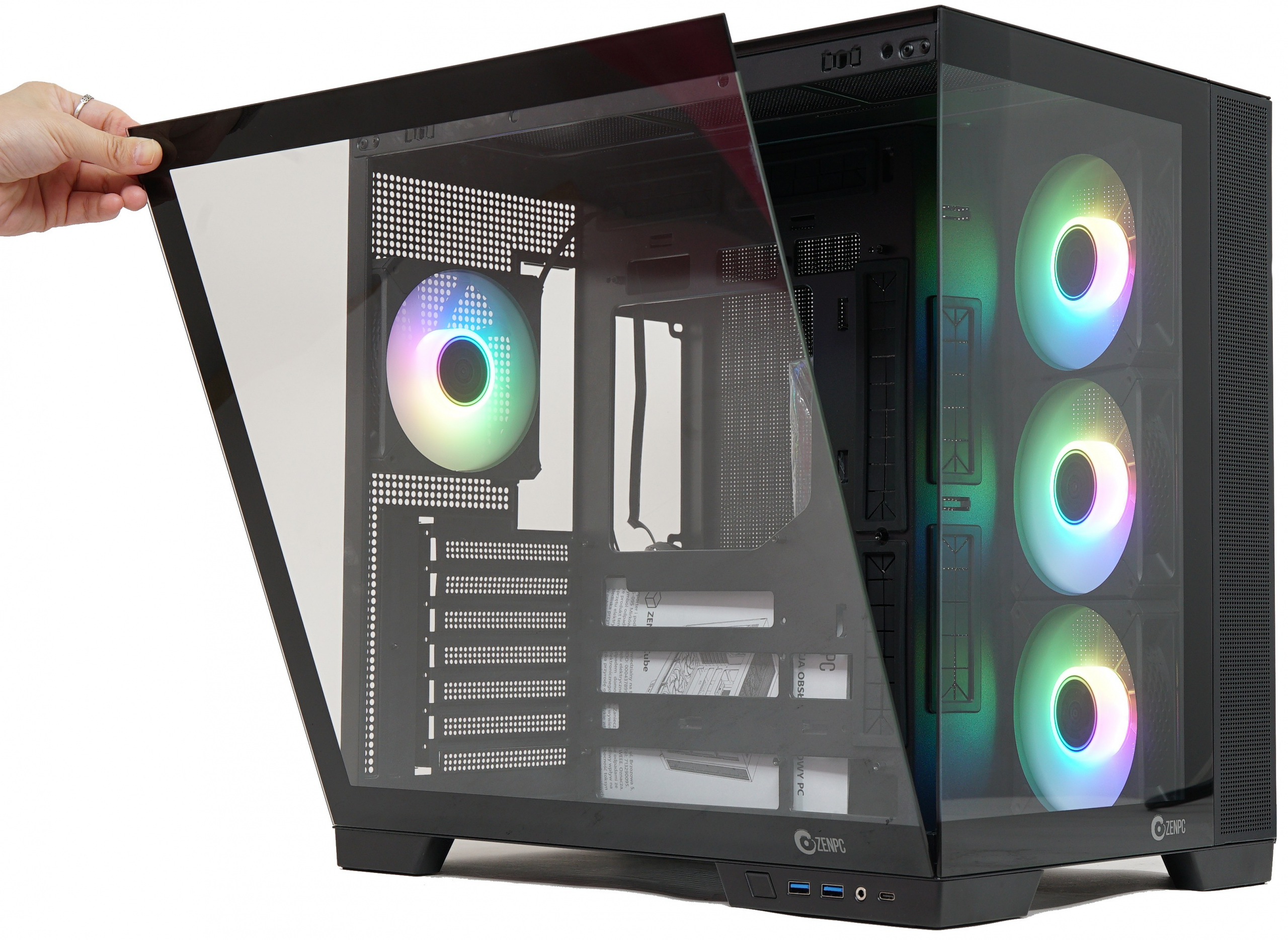 Obudowa do komputera ZENPC Cube Black 4x Fander P12 PWM PST ARGB Obudowa do komputera ZENPC Cube Black 4x Fander P12 PWM PST ARGB