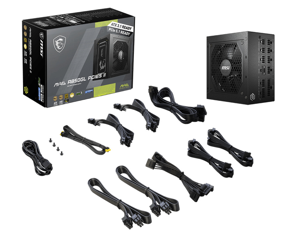 Zasilacz MSI MAG A850GL PCIE5 II 850W 80+Gold ATX 3.1 Zasilacz MSI MAG A850GL PCIE5 II 850W 80+Gold ATX 3.1