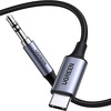 Kabel audio stereo AUX 3,5 mm mini jack - USB Typ C do telefonu tabletu Ugreen 1m czarny (CM450 20192)