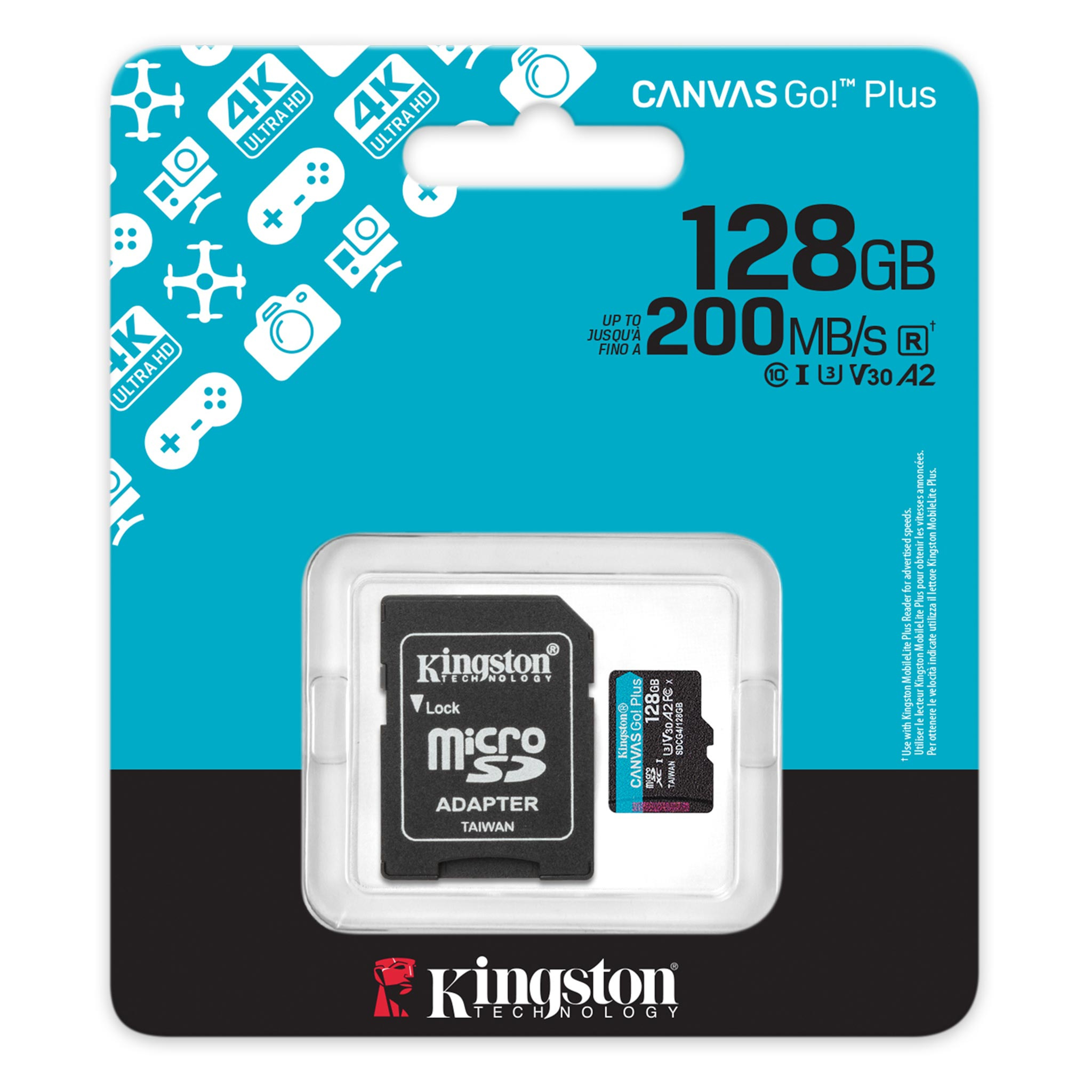 Karta Kingston Canvas Go Plus microSDXC 128GB Class U3 V30 + adapter SDCG4/128GB