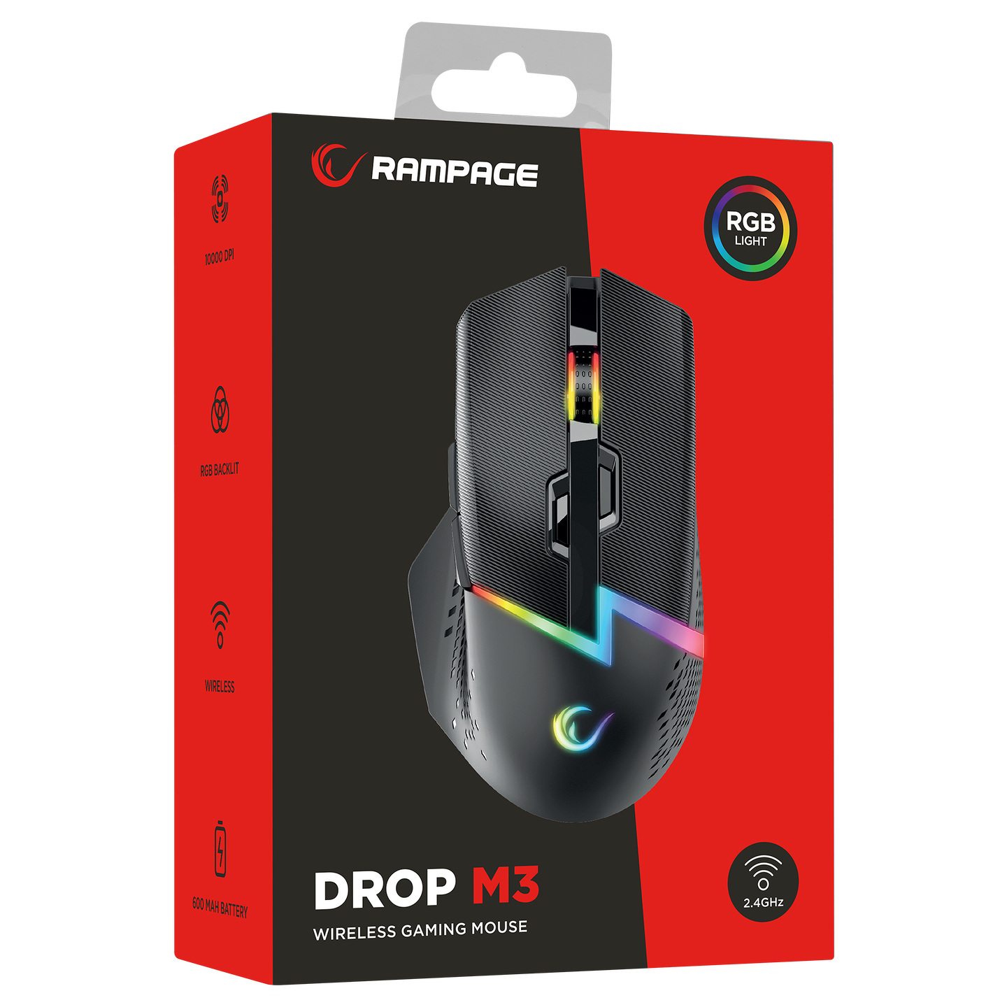Mysz bezprzewodowa Rampage DROP M3 1000DPI RGB LED czarna