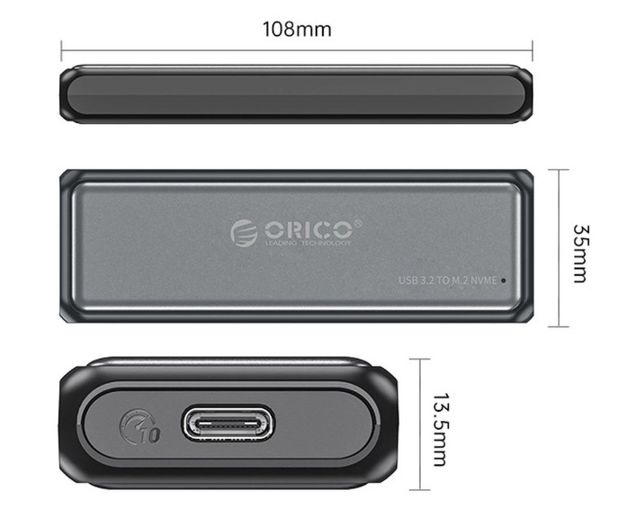 Obudowa SSD M.2 (PCIE/NVMe) ORICO 10Gbps DDM2-C3-G2