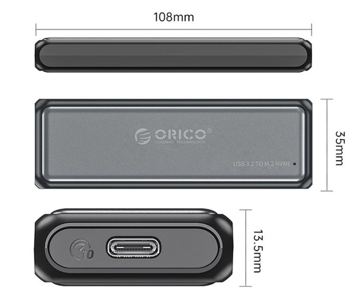 Zdjęcie produktu: Obudowa SSD M.2 (PCIE/NVMe) ORICO 10Gbps DDM2-C3-G2