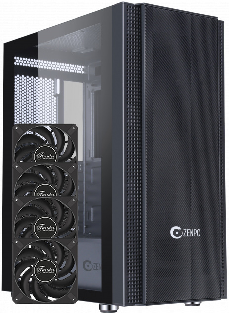 Obudowa do komputera ZENPC Z5 Mesh Black 4x Fander P12 PWM PST 120mm