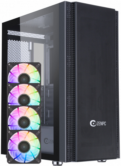 Obudowa do komputera ZENPC Z5 Mesh Black 4x Fander P12 PWM PST ARGB 120mm Obudowa do komputera ZENPC Z5 Mesh Black 4x Fander P12 PWM PST ARGB 120mm